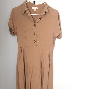 Midi length button up collared dress